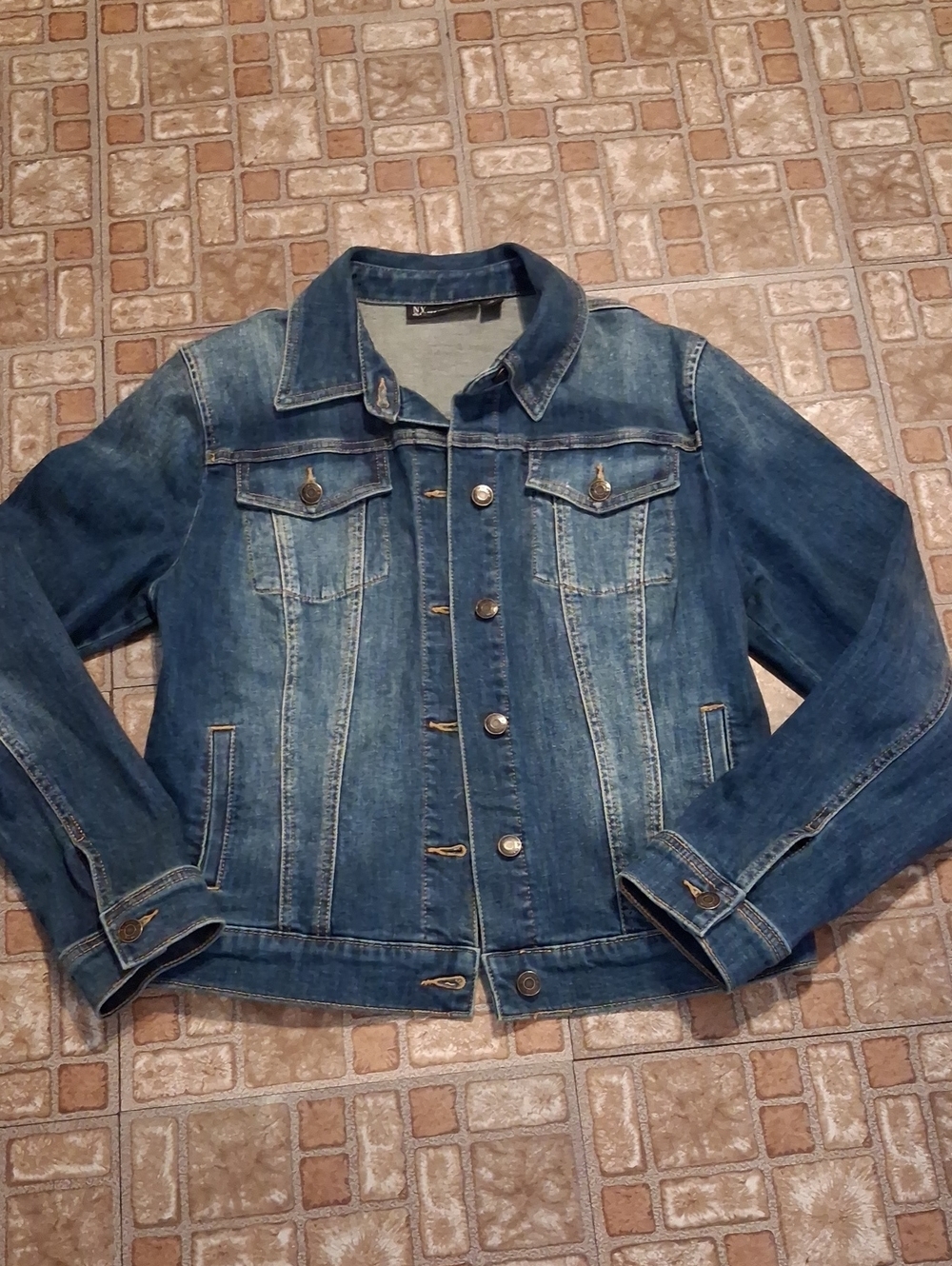 New York & Company Medium Wash Blue Denim Jacket
